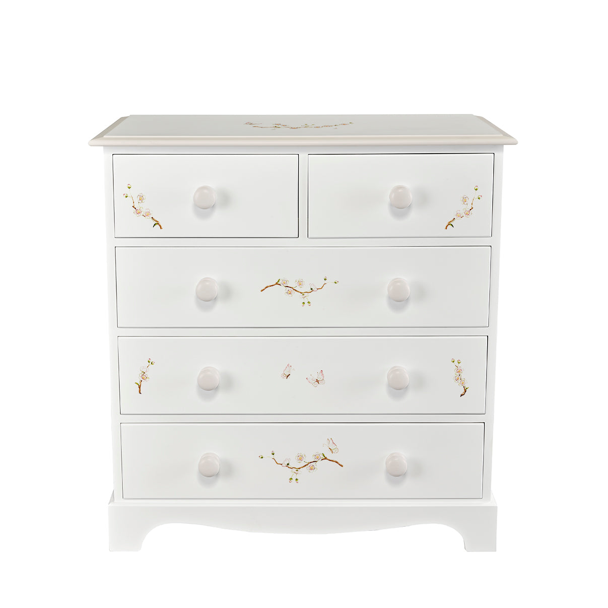 Large Chest of Drawers - Linen Blossom with Soft Jute Trim