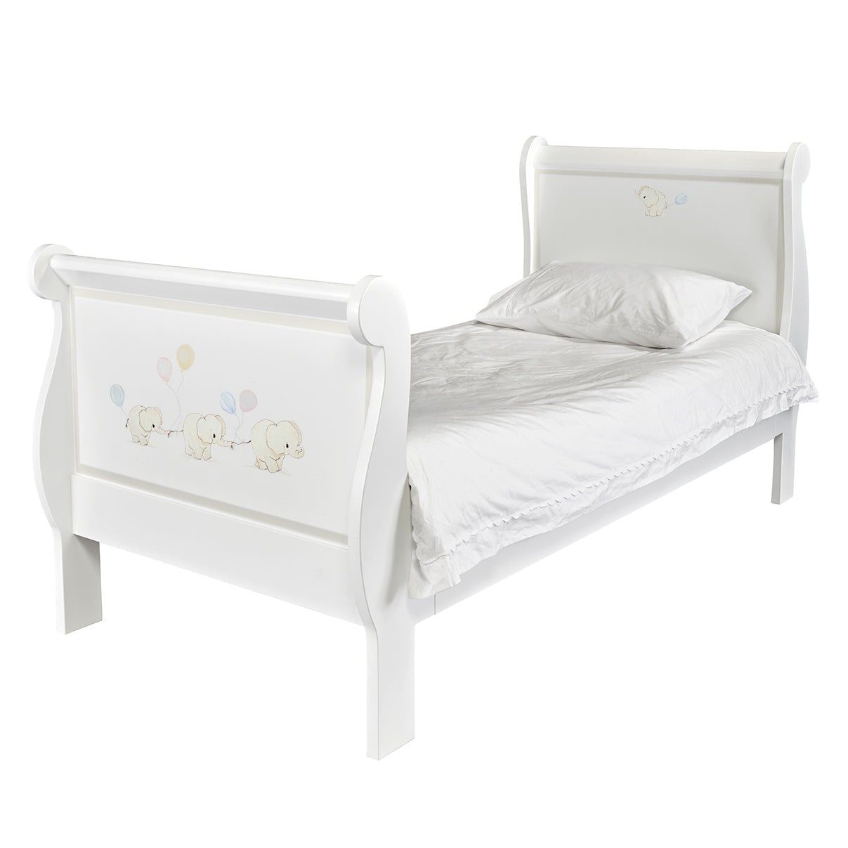 Single Sleigh Bed - Playful Elephants
