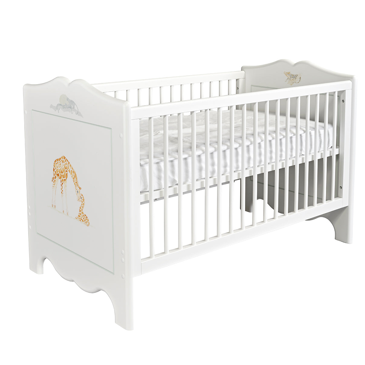 Dragons Cot Bed - Vintage Safari with Grosvenor Green Trim
