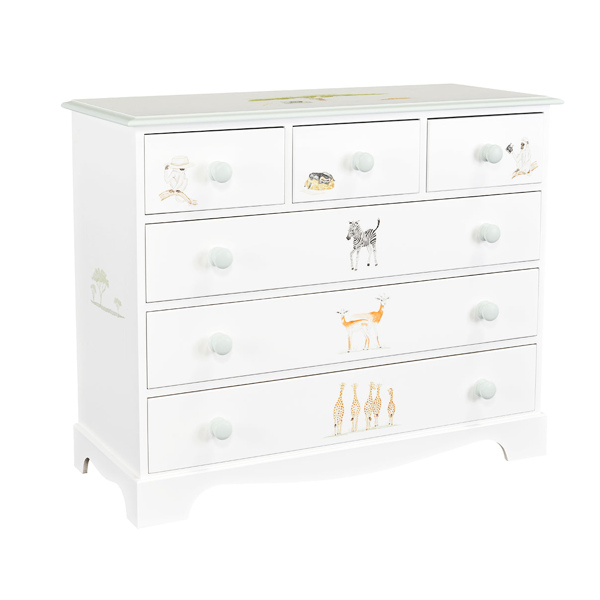 Extra Large Chest of Drawers - Vintage Safari with Grosvenor Green Trim