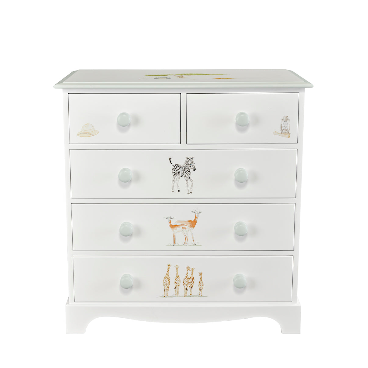 Large Chest of Drawers - Vintage Safari with Grosvenor Green Trim
