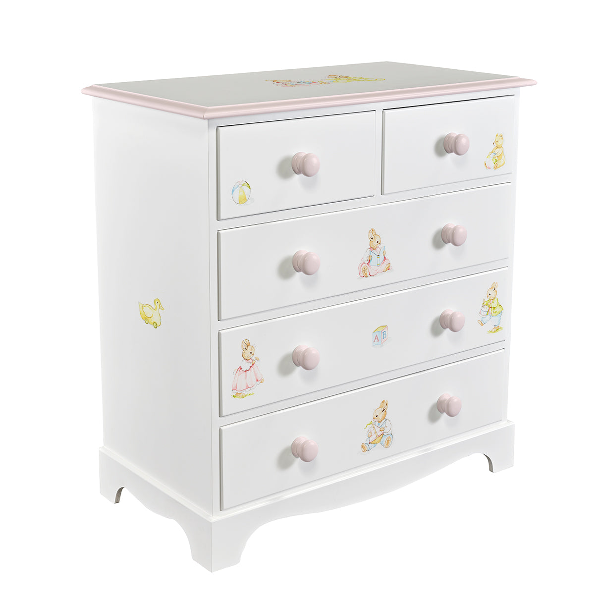 Large Chest of Drawers - Barbara's Bunnies with Dragons Pink Trim