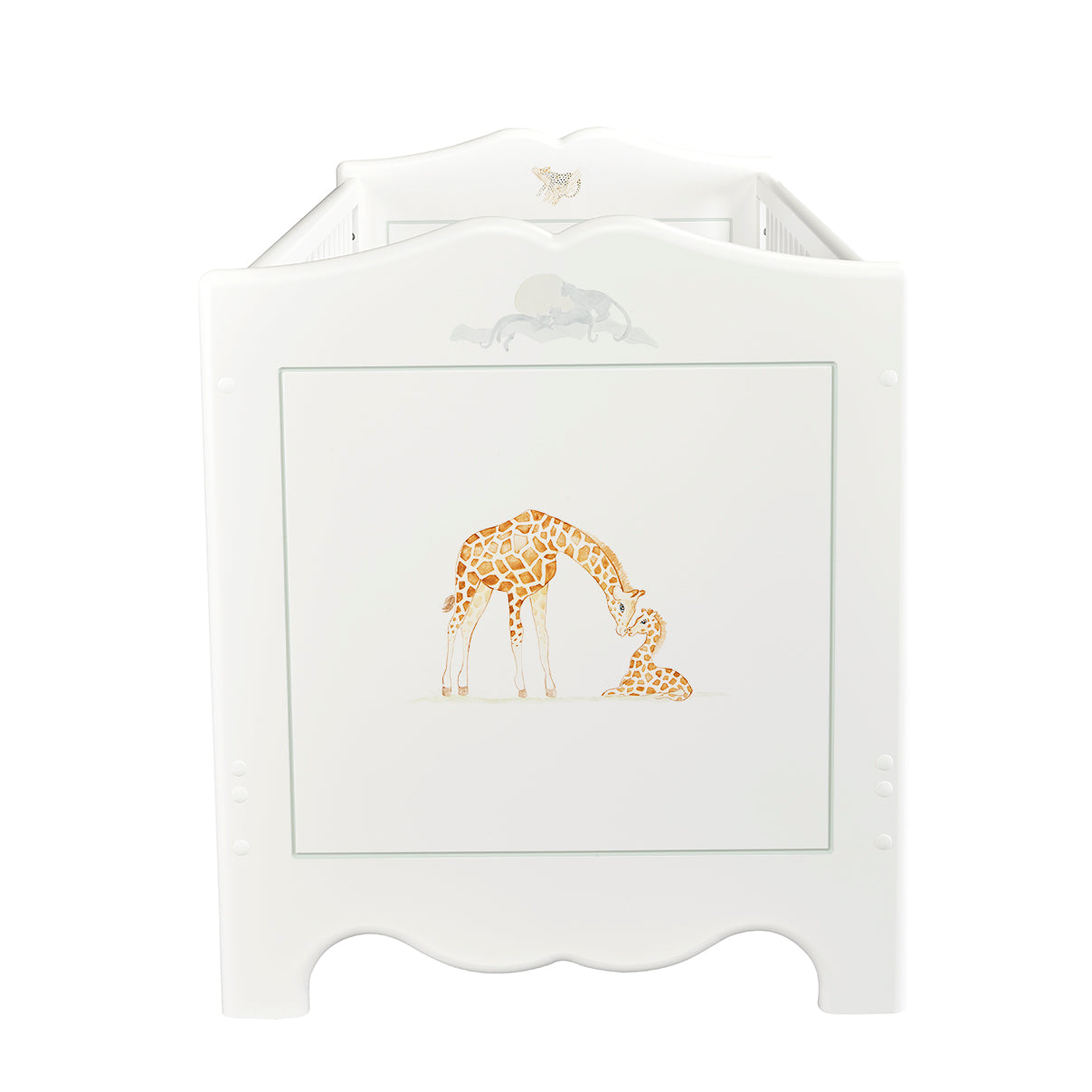 Dragons Cot Bed - Vintage Safari with Grosvenor Green Trim