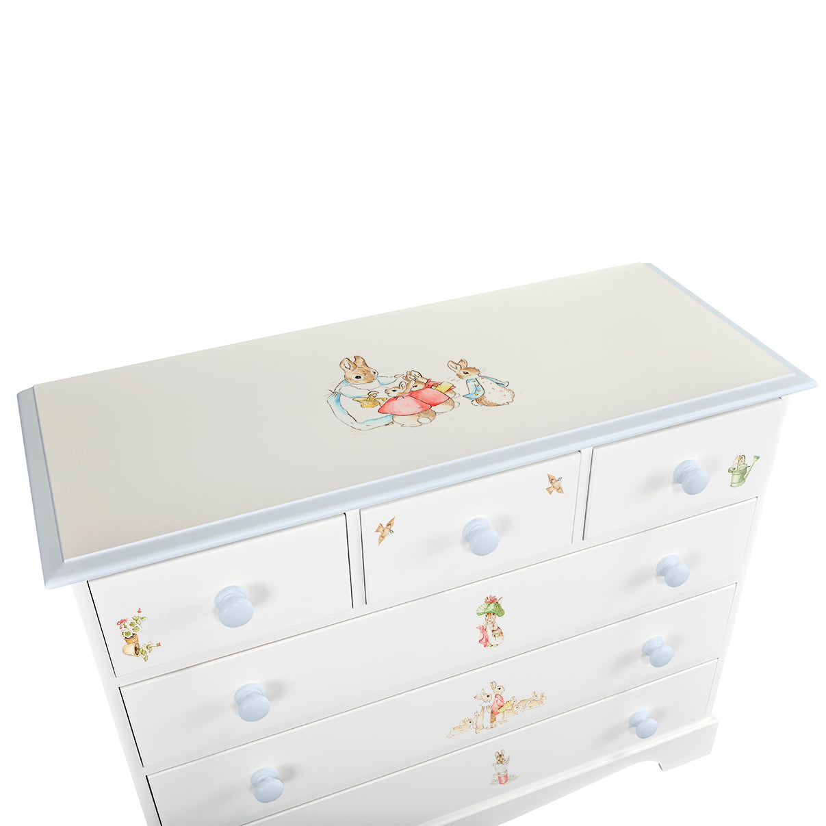Extra Large Chest of Drawers - Beatrix Potter with Blissful Blue Trim