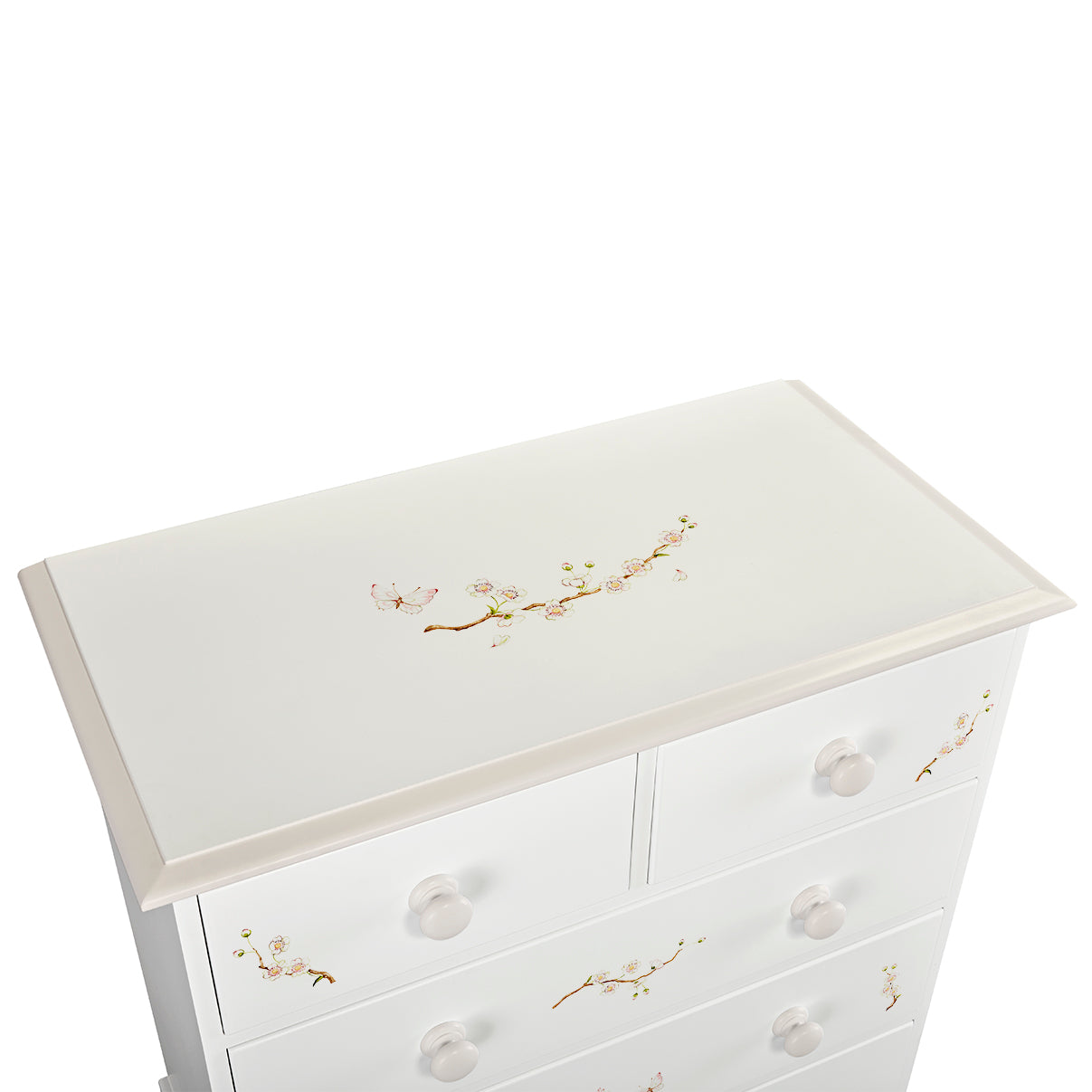 Large Chest of Drawers - Linen Blossom with Soft Jute Trim