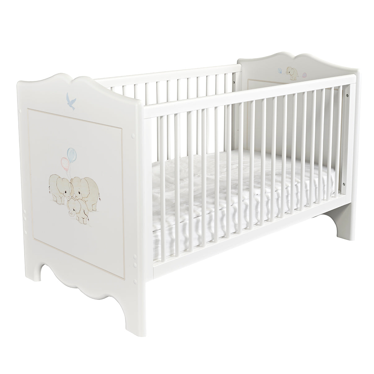 Dragons Cot Bed - Playful Elephants with Soft Jute Trim