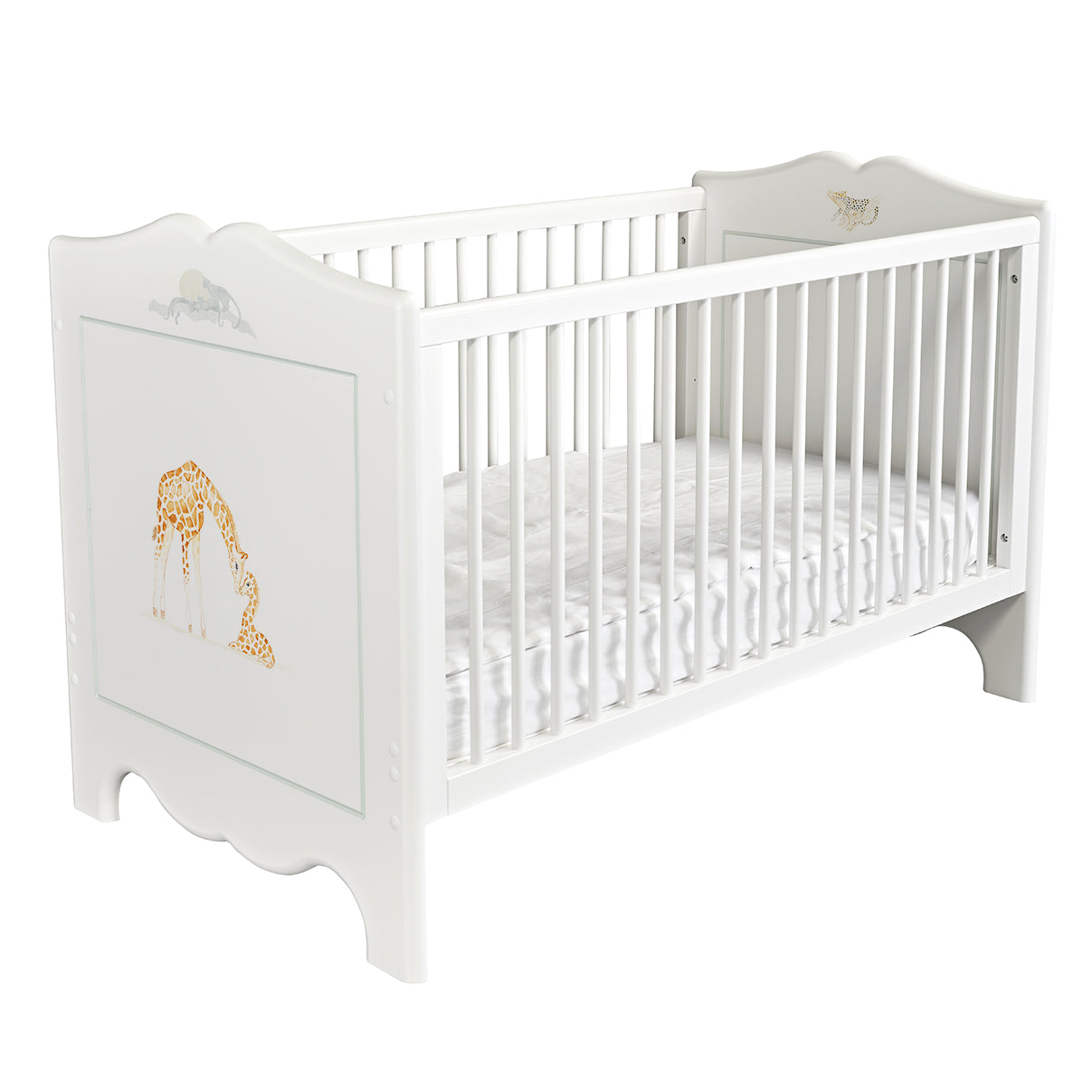 Dragons Cot Bed - Vintage Safari with Grosvenor Green Trim