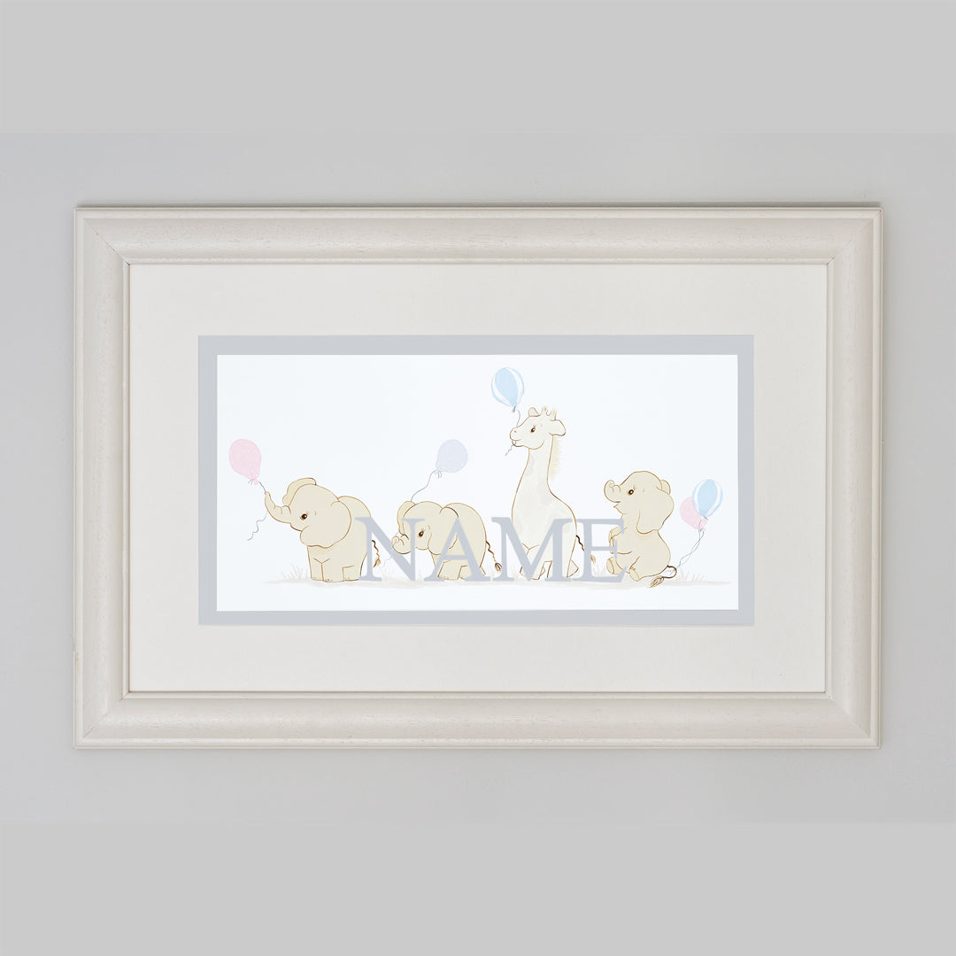 Bespoke Name Picture - Playful Elephants
